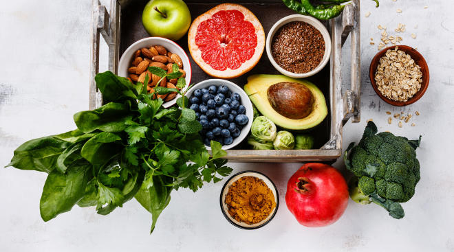 crate full of fresh veggies and fruits